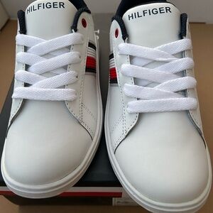 Tommy Hilfiger White Sneakers with Navy and Red Stripes - Kids